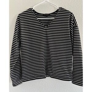 Banana Republic Shirt Womens Small Black White Striped Capsule Minimalist Luxury
